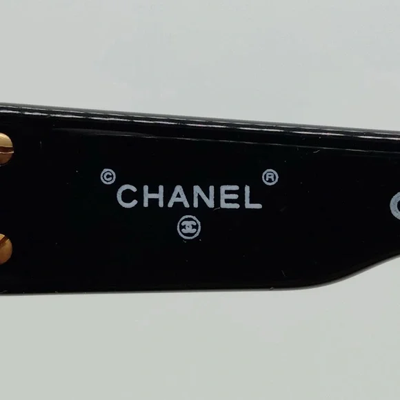 Chanel Black Sunglasses with Gold Logo authentic EUC NO Scratch on lens - Picture 8 of 11